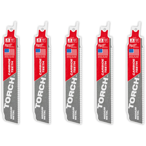 Ensemble de 5 TORCH avec dents au carbure pour m&eacute;tal moyen, Carbure, 10 Dents par pouce, 6" lo x 1" la Planification Entrepots Molloy