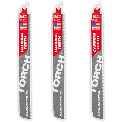 Ensemble de 3 TORCH avec dents au carbure pour m&eacute;tal moyen, Carbure, 10 Dents par pouce, 9" lo x 1" la Planification Entrepots Molloy