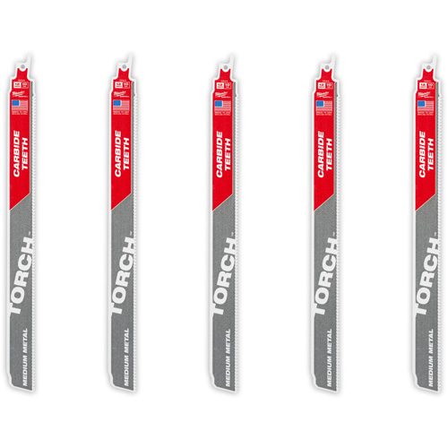 Ensemble de 5 TORCH avec dents au carbure pour m&eacute;tal moyen, Carbure, 10 Dents par pouce, 12" lo x 1" la Planification Entrepots Molloy