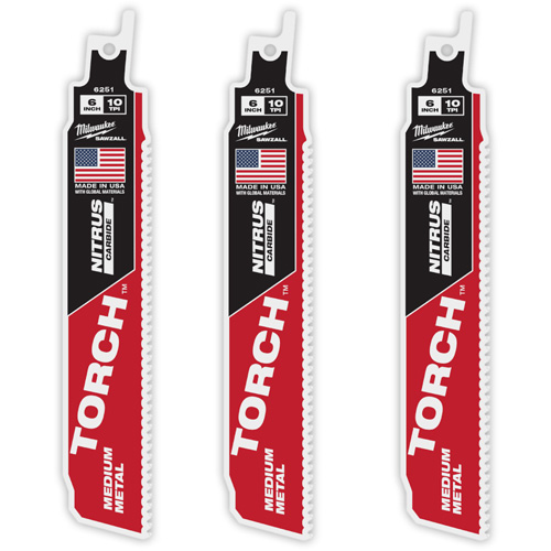 Ensemble de 3 TORCH avec dents NITRUS CARBIDE pour m&eacute;tal moyen, Carbure, 10 Dents par pouce, 6" lo x 1" la Planification Entrepots Molloy