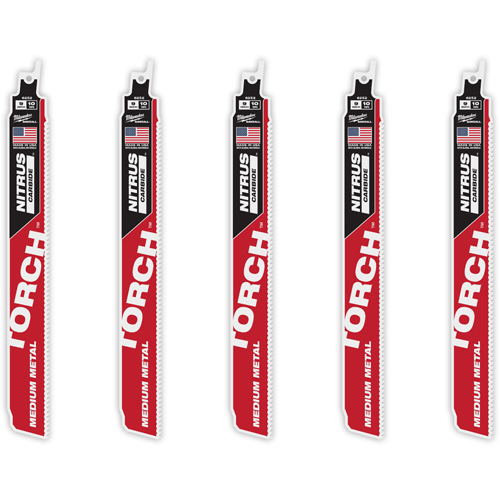 Ensemble de 5 TORCH avec dents NITRUS CARBIDE pour m&eacute;tal moyen, Carbure, 10 Dents par pouce, 9" lo x 1" la Planification Entrepots Molloy