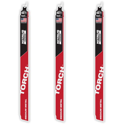Ensemble de 3 TORCH avec dents NITRUS CARBIDE pour m&eacute;tal moyen, Carbure, 10 Dents par pouce, 12" lo x 1" la Planification Entrepots Molloy