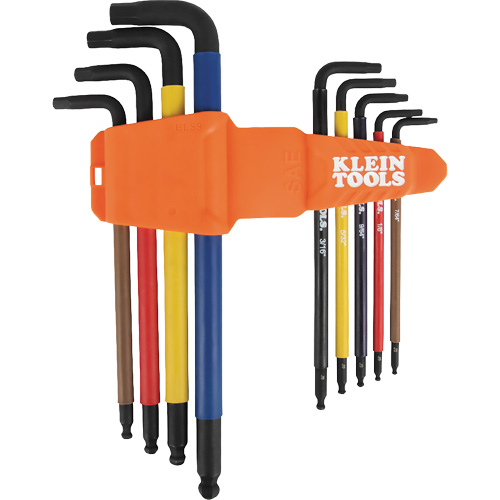 Jeu de cl&eacute; hex de style L extra longues et chromocod&eacute;es avec support, 9 mcx, Imp&eacute;rial Planification Entrepots Molloy