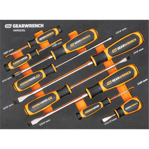 Slotted Dual Material Screwdriver Set in Foam Storage Tray, 9 Pcs. Planification Entrepots Molloy