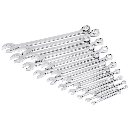 Jeu de cl&eacute;s mixtes SAE et longues &agrave; 12 pans dans un plateau de rangement en mousse, Ouverte, 19 morceaux, Imp&eacute;rial Planification Entrepots Molloy