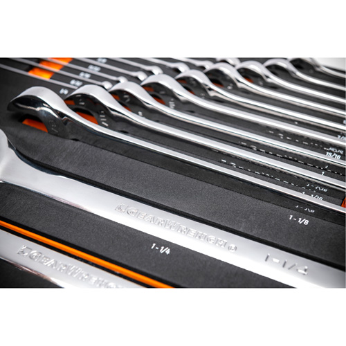 Jeu de cl&eacute;s mixtes SAE et longues &agrave; 12 pans dans un plateau de rangement en mousse, Ouverte, 19 morceaux, Imp&eacute;rial Planification Entrepots Molloy