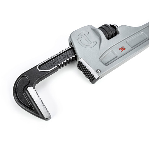 Cl&eacute; &agrave; tuyaux, Cap des m&acirc;choires 5", Longueur 36", Fini Rev&ecirc;tement en poudre, Prise Non-ergonomique Planification Entrepots Molloy