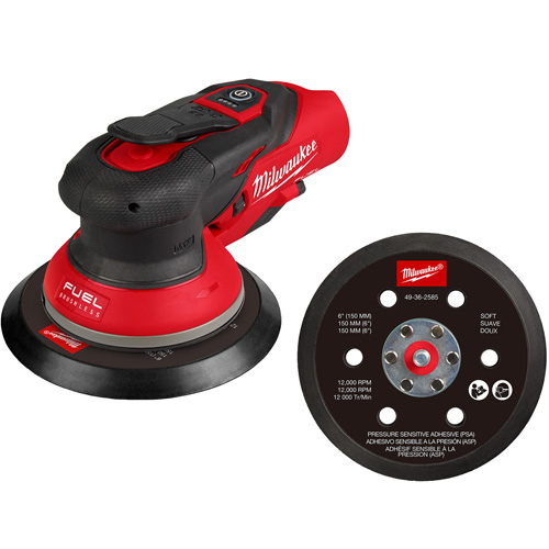 M12 FUEL 6" Random Orbital Sander, 6" Sand Paper, 12 V Planification Entrepots Molloy