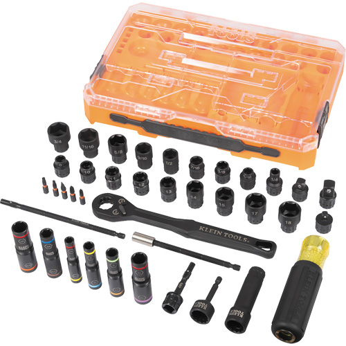Jeu complet de douilles &agrave; chocs ouvertes & basculantes KNECT, 39 Mcx, Chocs Planification Entrepots Molloy