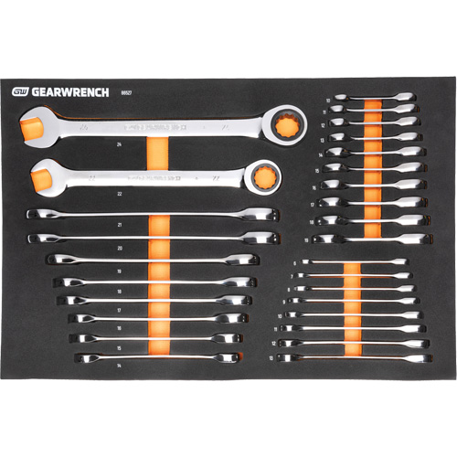 Jeu d'outils m&eacute;triques pour m&eacute;canicien MEGAMOD dans des plateaux en mousse modulaire avec armoire roulante &agrave; outils, 358 morcea Planification Entrepots Molloy