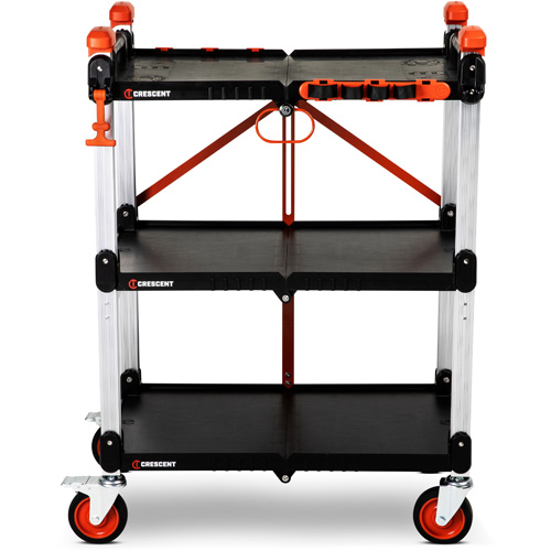 SITERUNNER 3-Shelf Folding Jobsite Cart, 30-3/5" L x 20" W x 42-1/2" H, Black Planification Entrepots Molloy