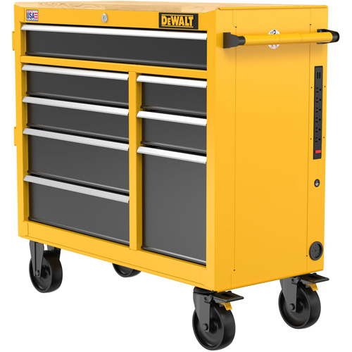 Heavy-Duty Mobile Workstation, 8 Drawers, 40" W x Yellow Planification Entrepots Molloy