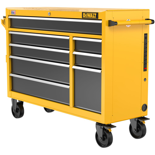 Postes de travail industriel mobile, 8 tiroirs, 52" la x Jaune Planification Entrepots Molloy