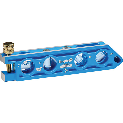 Niveau torpille moul&eacute; sous pression TRUE BLUE, 6" lo, Aluminium, 4 fioles Planification Entrepots Molloy
