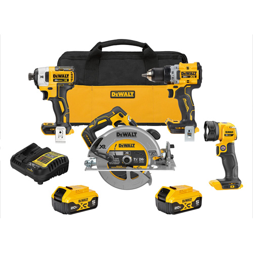 Ensemble de quatre outils combin&eacute;s sans fil et sans balai XR, Lithium-ion, 20 V Planification Entrepots Molloy