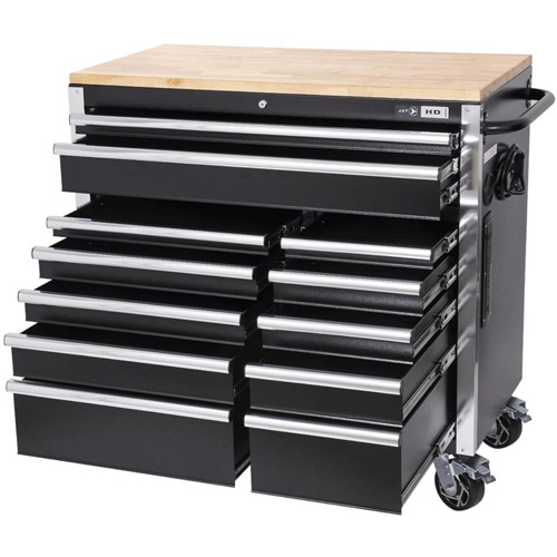 HDRC4112 HD Series Roller Cabinet, 12 Drawers, 41" W x 21" D x 40-3/10" H, Black Planification Entrepots Molloy
