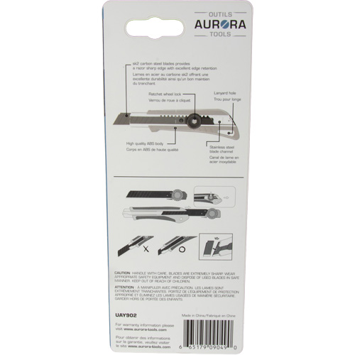 18mm Professional Knife with Ratchet, Stainless Steel, Heavy-Duty, Plastic Handle Planification Entrepots Molloy