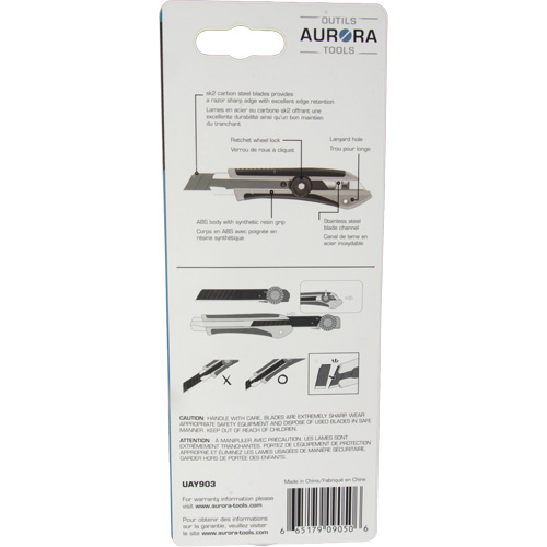 Couteau professionnel de 18 mm, Acier inoxydable, Robuste, Prise en Caoutchouc Planification Entrepots Molloy