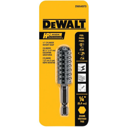 R&acirc;pe rotative cylindrique haute performance 1/2" avec tige hexagonale 1/4" Planification Entrepots Molloy