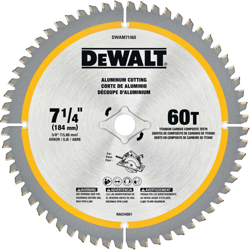 Lame circulaire en acier avec pointes en carbure de tungst&egrave;ne, 7-1/4", 60 dents, Pour Non ferre Planification Entrepots Molloy