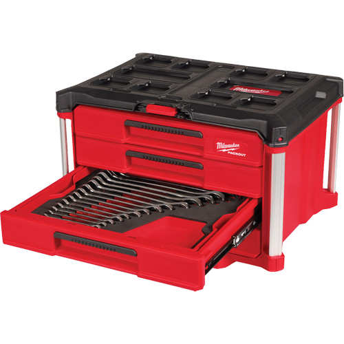 Ensemble de 60 cl&eacute;s mixtes m&eacute;triques et SAE avec boîte &agrave; outils PACKOUT &agrave; 4 tiroirs, 16-3/10" x 22-1/5" x 14-3/10", Noir/Rouge Planification Entrepots Molloy