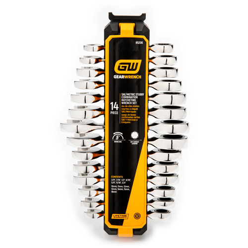 Jeu de cl&eacute;s courtes &agrave; 12 pans et 72 dents, Combinaison &agrave; cliquet, 14 morceaux, Imp&eacute;rial et m&eacute;trique Planification Entrepots Molloy