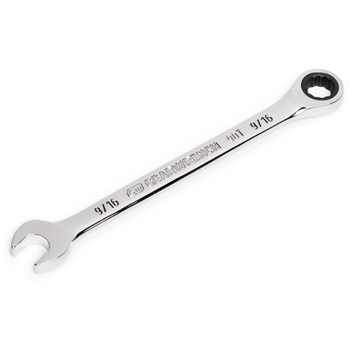 90-Tooth 12 Point Ratcheting Combination Wrench, 12 Point, 9/16", Chrome Finish Planification Entrepots Molloy