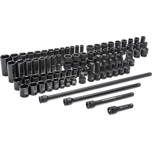 6 Point SAE/Metric Master Socket Set, 80 Pcs, Impact, 3/8" Drive Size, Deep Planification Entrepots Molloy