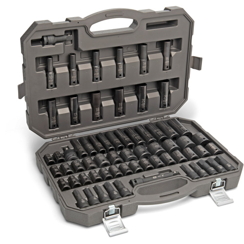 6 Point SAE/Metric Master Socket Set, 80 Pcs, Impact, 3/8" Drive Size, Deep Planification Entrepots Molloy