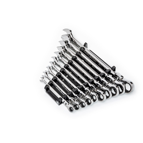 Jeu de cl&eacute;s SAE &agrave; 12 pans et 90 dents, T&ecirc;te articul&eacute;e/Combinaison &agrave; cliquet, 10 morceaux, Imp&eacute;rial Planification Entrepots Molloy