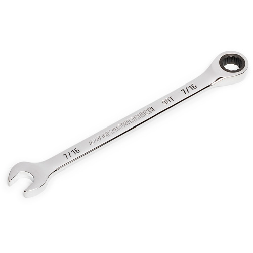 90-Tooth Ratcheting Combination Wrench, 12 Point, 7/16", Chrome Finish Planification Entrepots Molloy