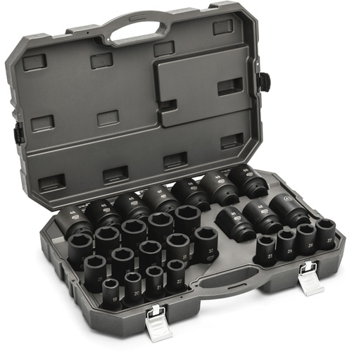 Jeu de douilles m&eacute;triques &agrave; 6 pans, 28 Mcx, Chocs, Prise de 3/4", Profond Planification Entrepots Molloy