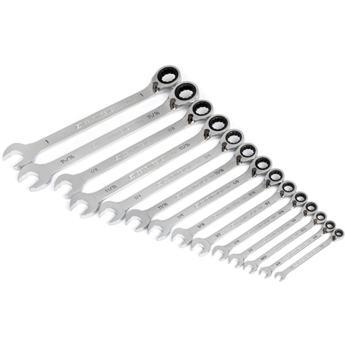 90-Tooth 12 Point SAE Reversible Ratcheting Wrench Set, Ratcheting Combination, 14 Pieces, Imperial Planification Entrepots Molloy