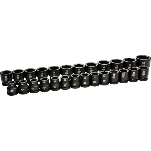 6 Point Metric Socket Set, 26 Pcs, Impact, 3/4" Drive Size Planification Entrepots Molloy
