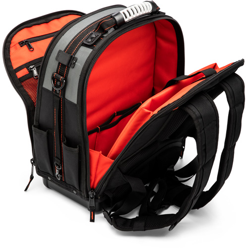 Tradesman Backpack, 18" L x 10" W, Black/Grey/Orange, Polyester Planification Entrepots Molloy