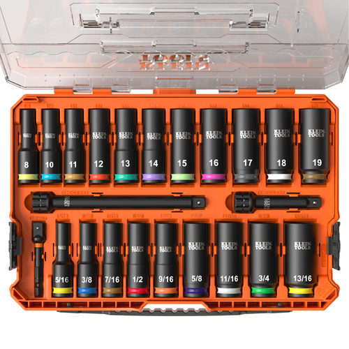 KNECT Drive Socket Set, 23 Pcs, Impact, 3/8" Drive Size, Deep Planification Entrepots Molloy