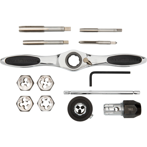 Jeu de tarauds et fili&egrave;res SAE &agrave; cliquet, 13 Morcea Planification Entrepots Molloy