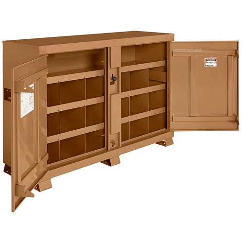 Model 129 Bin Storage Cabinet with Padlock, Steel, 48 Cubic Feet, Tan Planification Entrepots Molloy