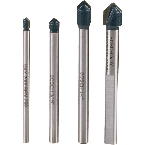 Glass & Tile Drill Bit Set, 4 Pieces, Carbide Planification Entrepots Molloy