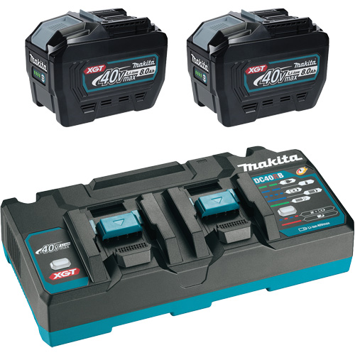 Ensemble de d&eacute;part XGT avec chargeur rapide &agrave; deux ports et deux batteries de 8?Ah, 40 V, Lithium-ion Planification Entrepots Molloy