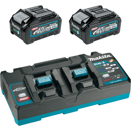 XGT Dual Port Rapid Charger Starter Kit with (2) 4 Ah Batteries, 40 V, Lithium-Ion Planification Entrepots Molloy