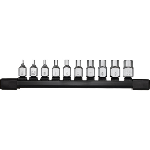 Low-Profile Metric Bit Socket Set, Hex, 1/4" Drive, 10 Pcs Planification Entrepots Molloy