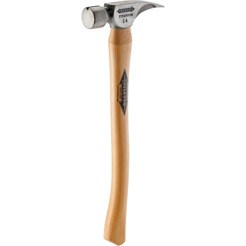 Titanium Smooth Face Hammer with Curved Hickory Handle, 14 oz., Wood Handle, 18" L Planification Entrepots Molloy
