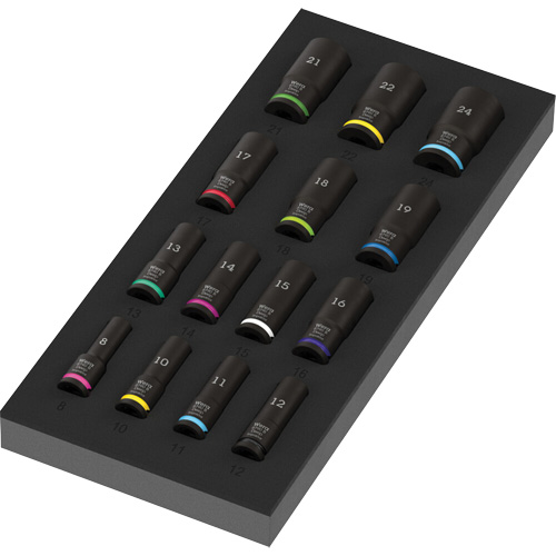Foam Insert Zyklop B Impaktor Deep Socket Set 1, 15 Pcs, Impact, 3/8" Drive Size, Deep Planification Entrepots Molloy