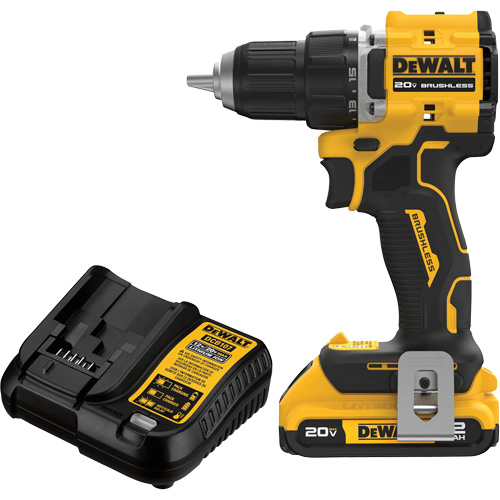 ATOMIC COMPACT SERIES Brushless Cordless Drill/Driver Kit, Lithium-Ion, 20 V, 1/2" Chuck Planification Entrepots Molloy