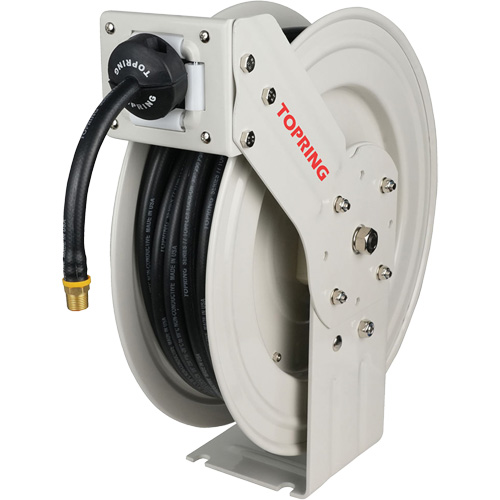 MAXREEL Single-Arm Automatic Rewind L Hose Reel with Rubber Hose, Air, 3/8" x 50', Single Hose, 250 PSI Planification Entrepots Molloy
