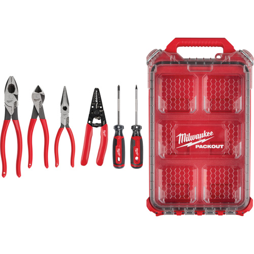 Ensemble de pinces &agrave; prise gain&eacute;e, pince &agrave; d&eacute;nuder et tournevis &agrave; prise coussin&eacute;e avec organisateur PACKOUT Planification Entrepots Molloy