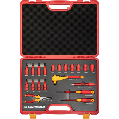 Jeu d'outils isol&eacute;s VDE &agrave; prise 3/8", 1000 V, 20 M Planification Entrepots Molloy