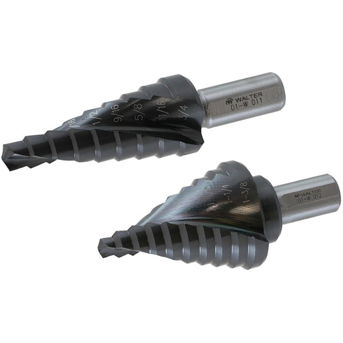 Multi-Step Drill Bit, 1/4" - 1-3/8" , 1/8" Increments, High Speed Steel Planification Entrepots Molloy