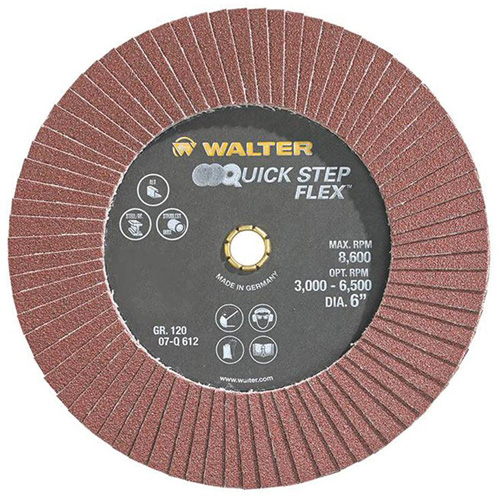 QUICK-STEP FLEX Flap Disc, 6" x Type 29, 120 Grit, Aluminum Oxide Planification Entrepots Molloy